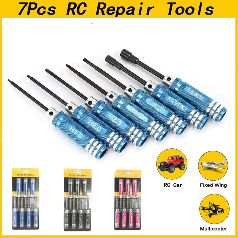 Rc Helicopter Tool Kit - 7-teiliges 1,5 2,0 2,5mm RC Hex-Schraubendreher-Set