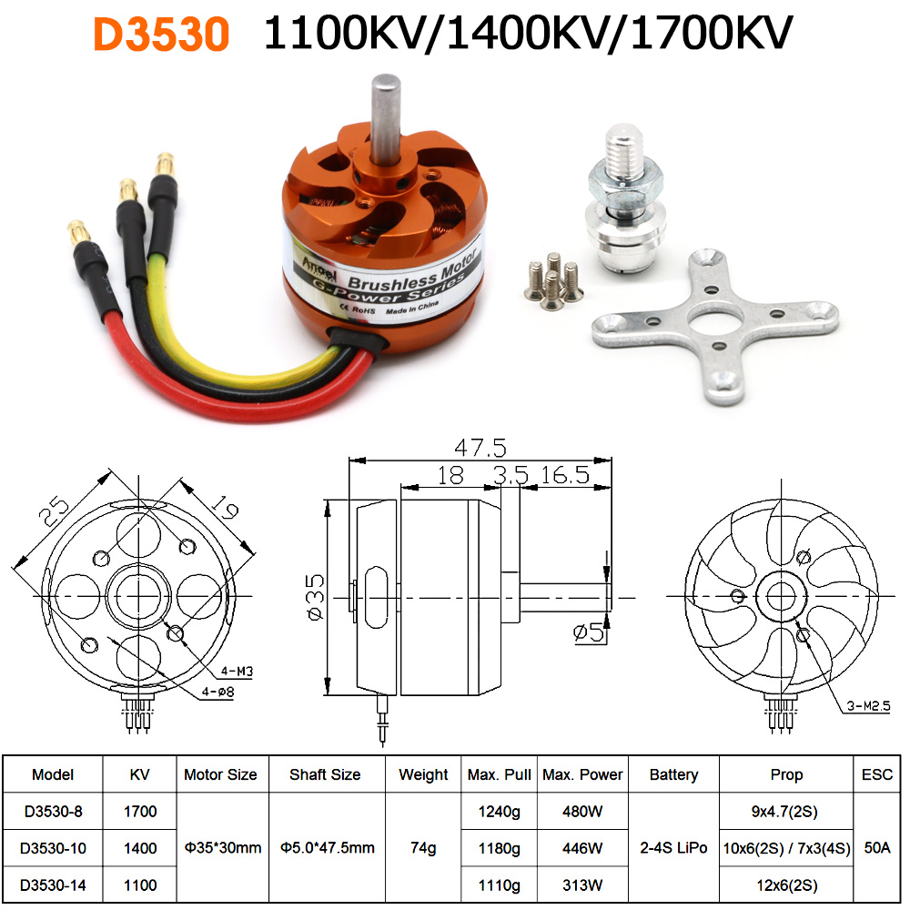 Rc Helicopter Mini - D3530 1100KV 1400KV 1700KV Bürstenloser Außenläufermotor
