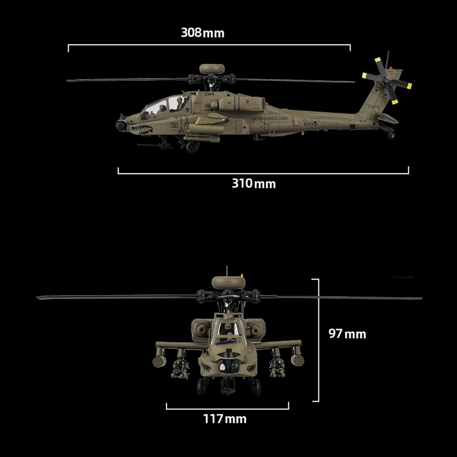 310MM 6CH C170 AH-64D Ferngest – Rc Helicopter Large Bewertung und Preis